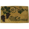 Geo Crafts Geo Crafts G108 WELCOME GRAPES 18 x 30 in. PVC Backed Coco Doormat; Welcome with Grapes G108 WELCOME GRAPES